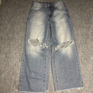 Manfinity‎ Mens S Blue Very Baggy Distressed Ripped Denim Jeans Pants